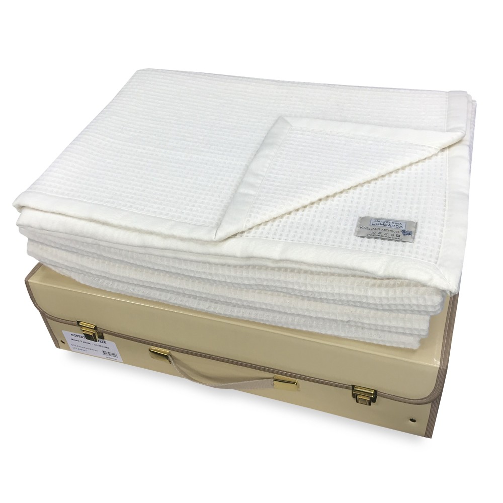 Coperta in Lana Kashmir e Merino – Estiva Leggera Nido Ape Matrimoniale 220×260 cm – Made in Italy